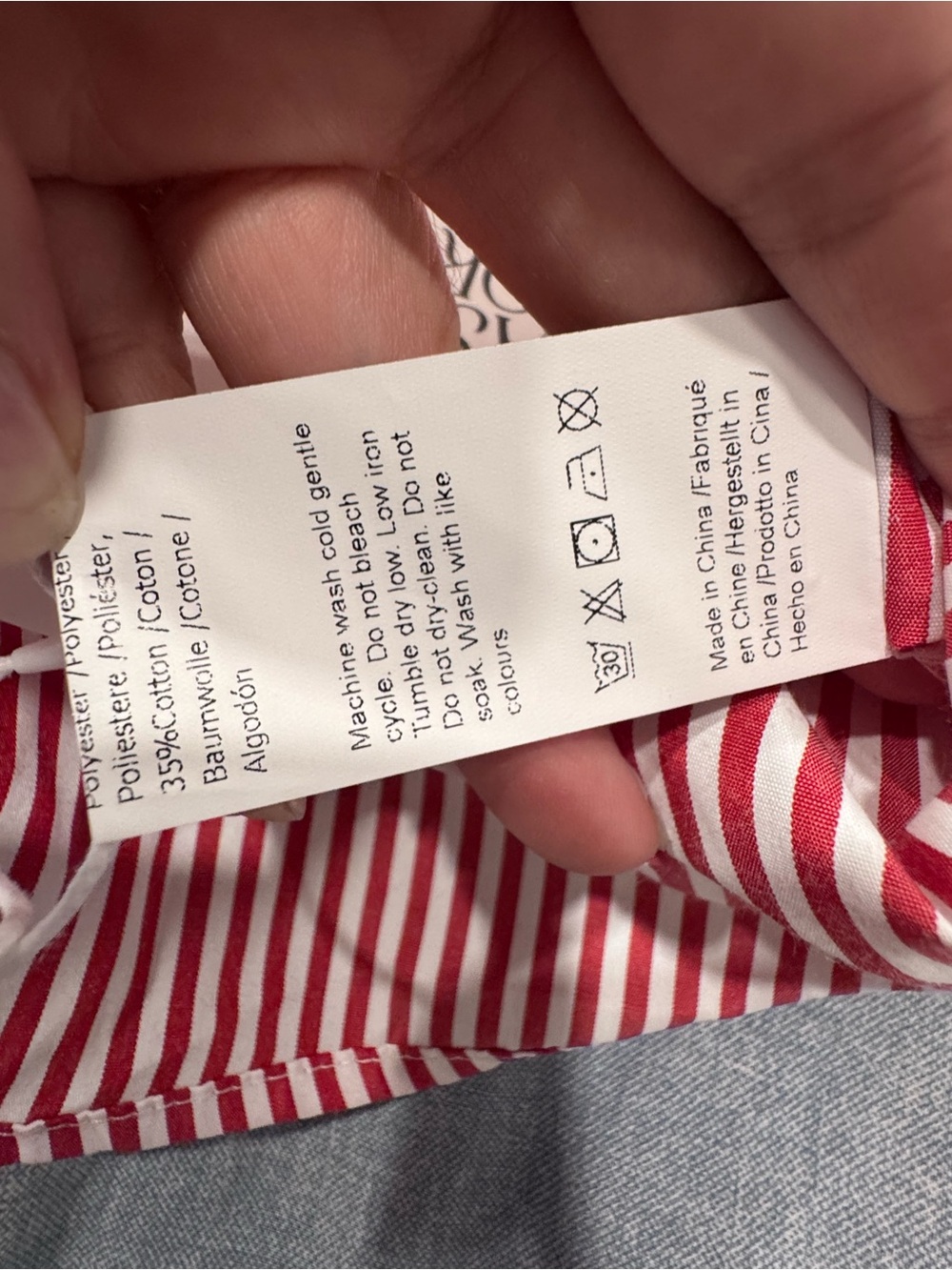 Red & White Striped Button Down Blouse - Picture 5 of 10
